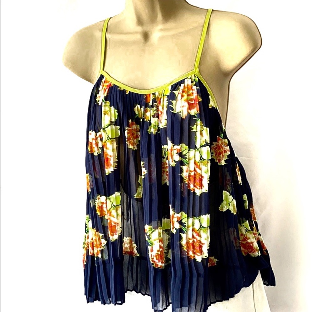 Exhilaration pleated sheer tank top 07174